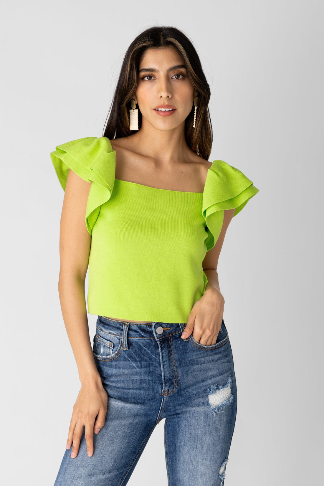 Lola Ruffle Sleeve Knit Top