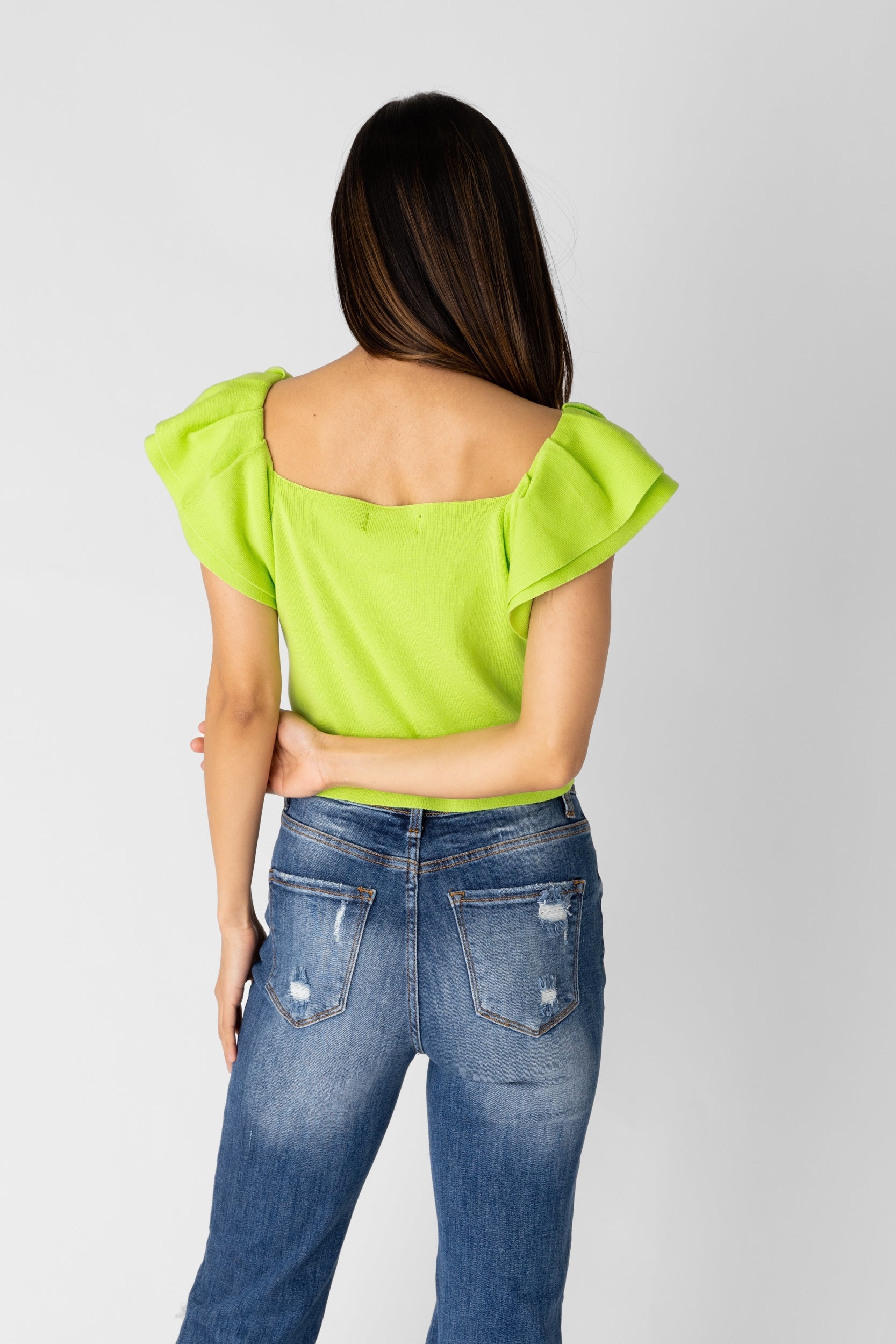 Lola Ruffle Sleeve Knit Top