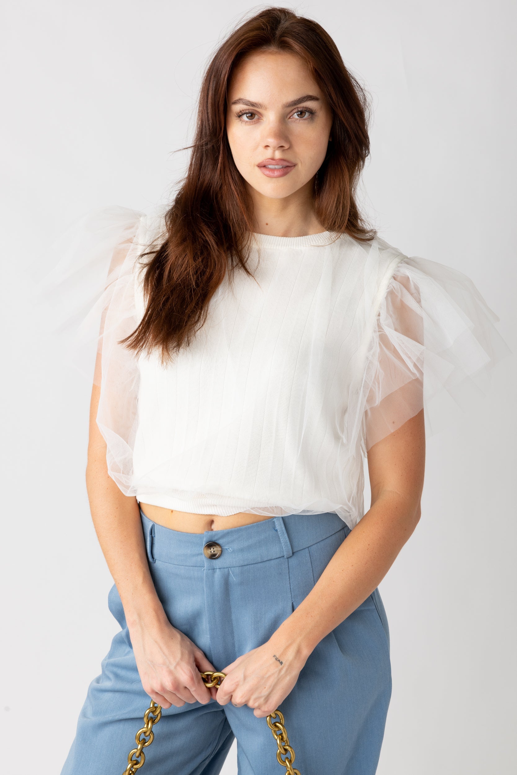 Aly Tulle Overlay Top