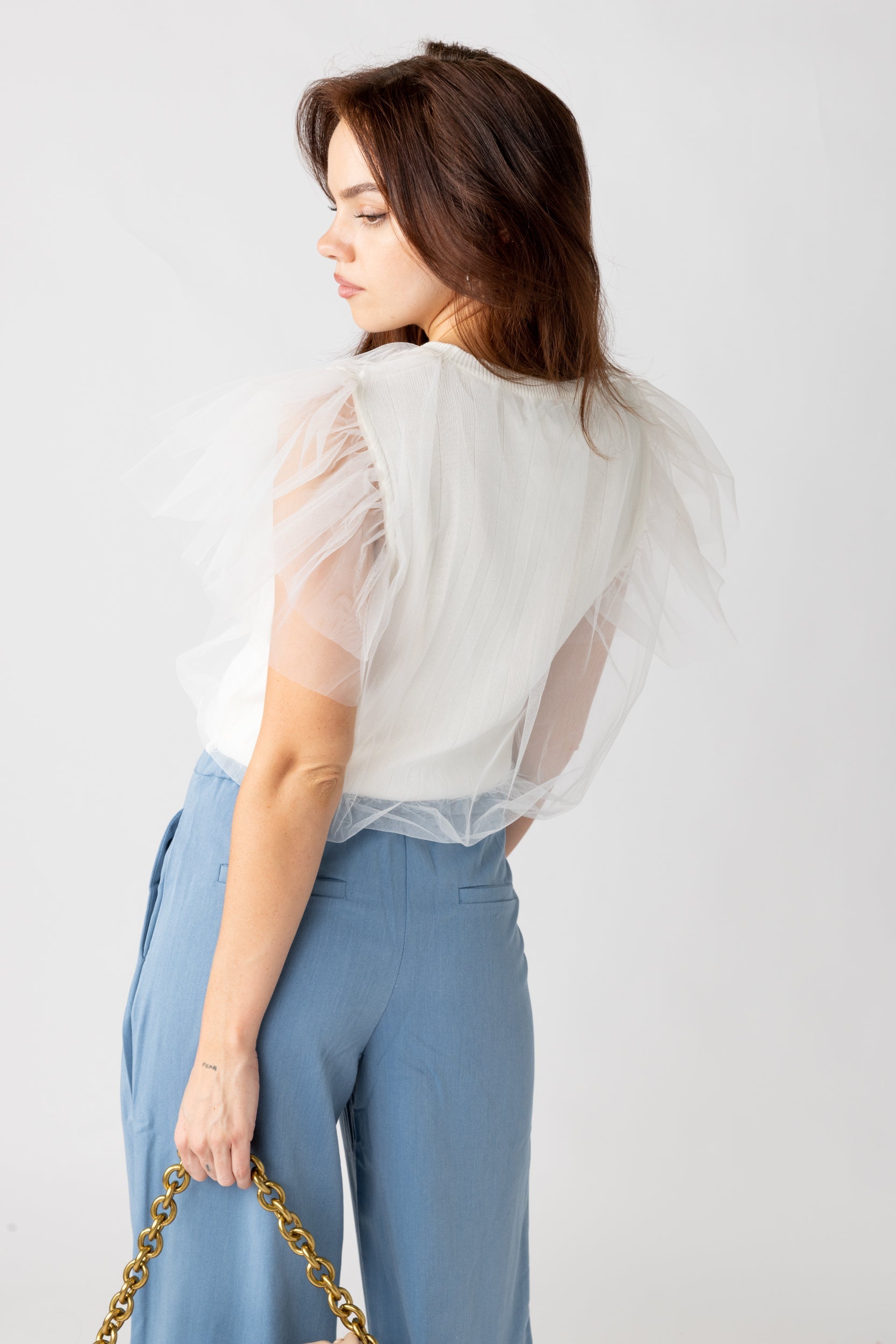 Aly Tulle Overlay Top