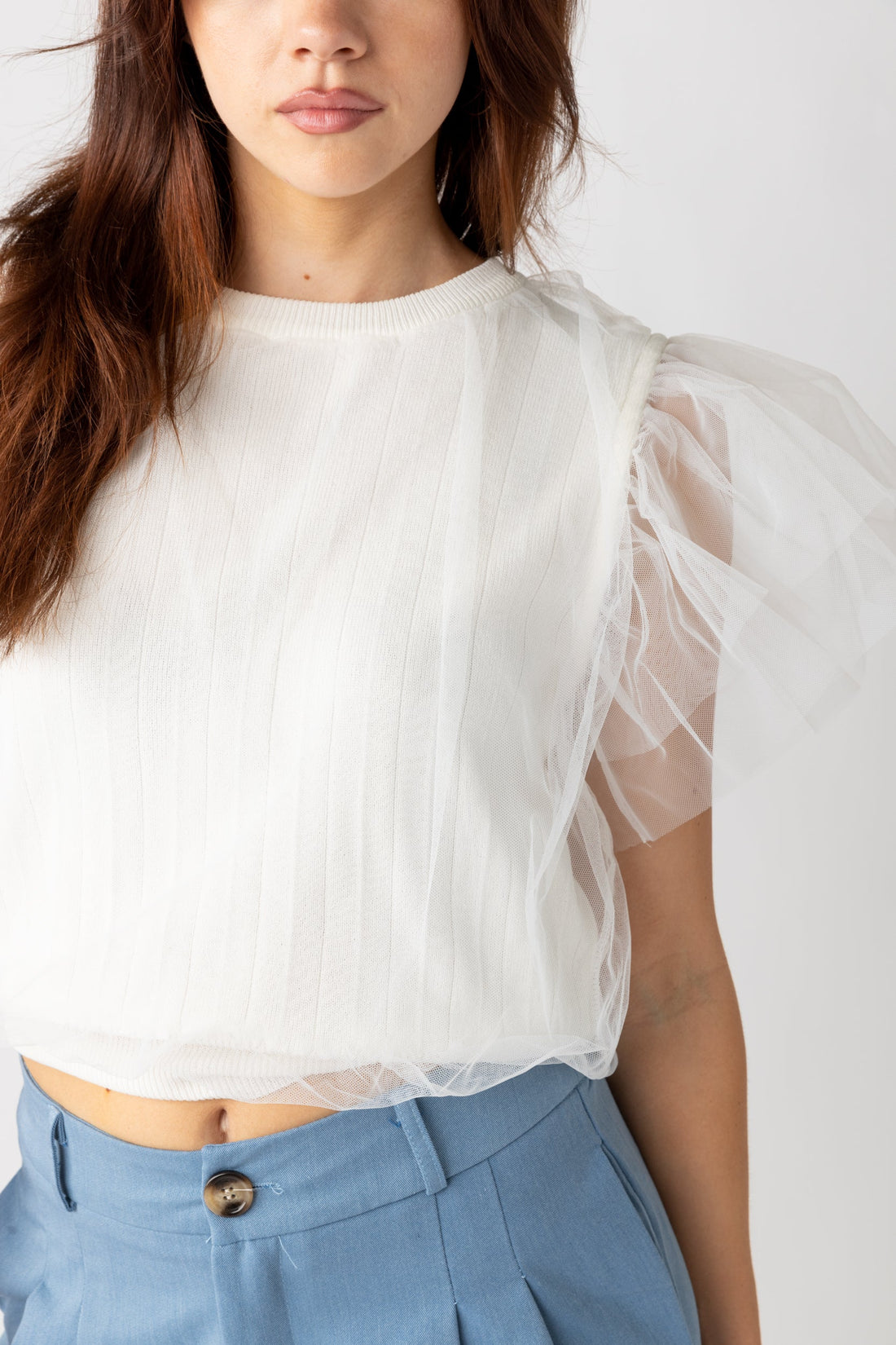 Aly Tulle Overlay Top