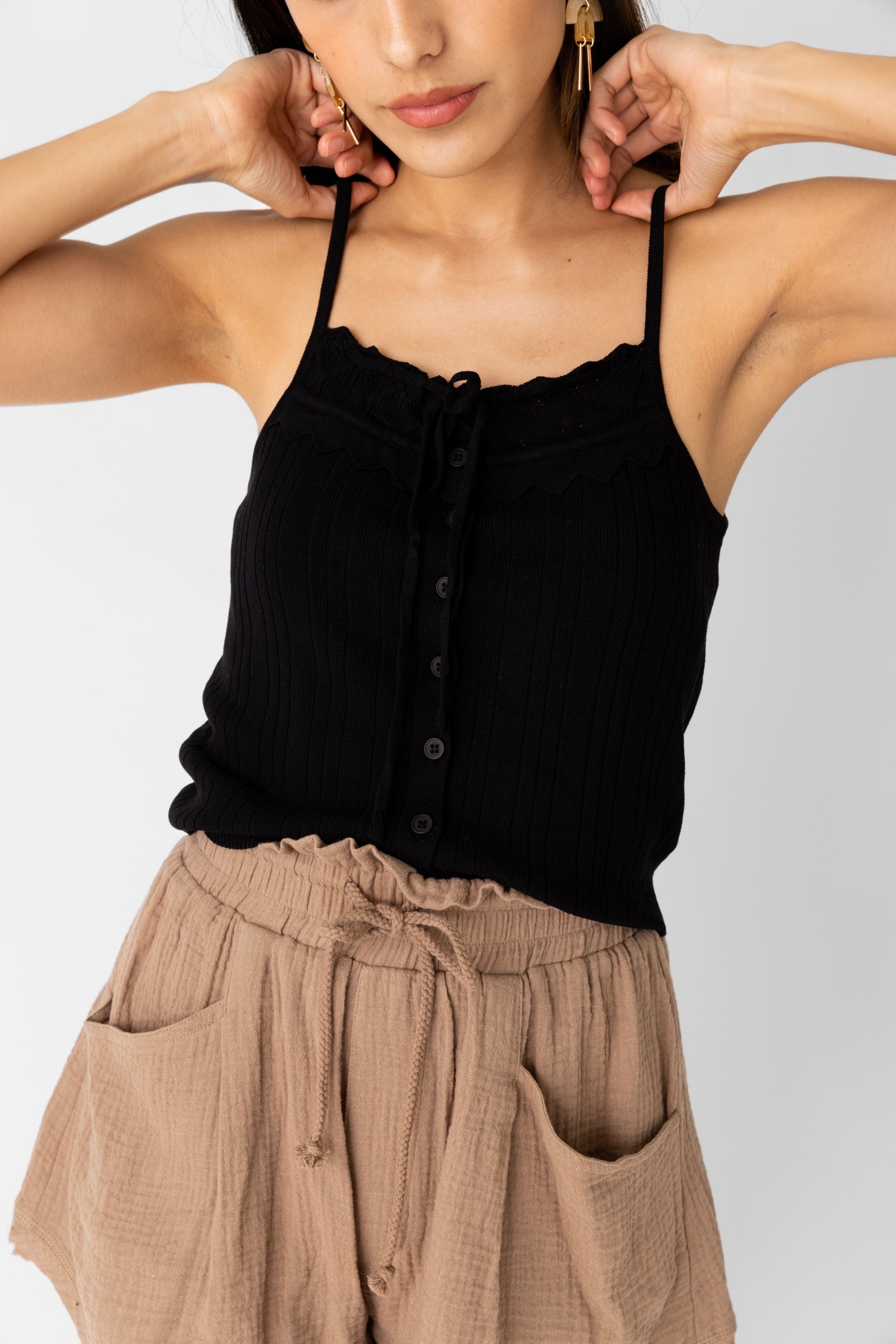 SALE - Vanessa Crochet Trim Knit Cami