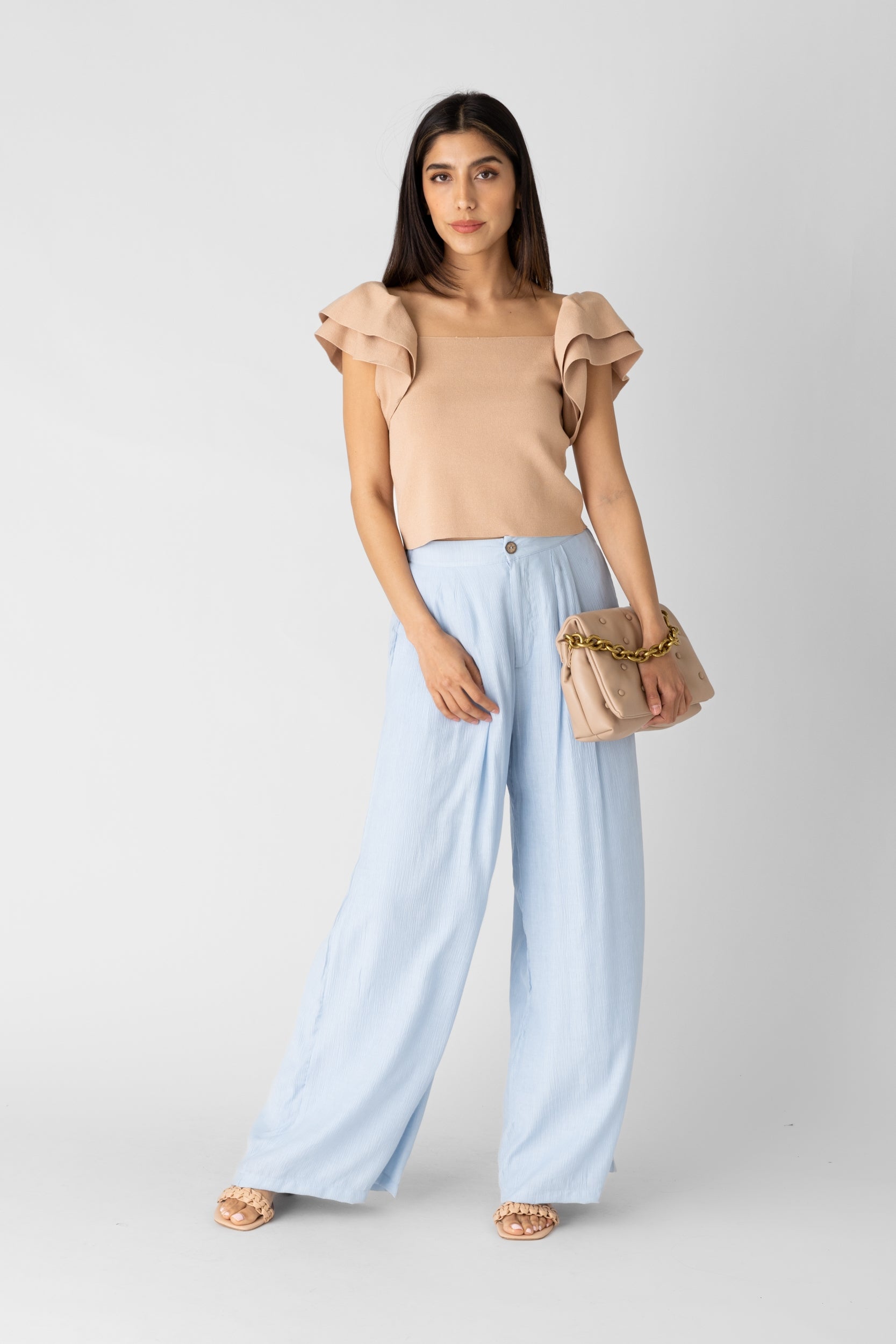 SALE - Holly Crinkle Pleat Wide Leg Pant
