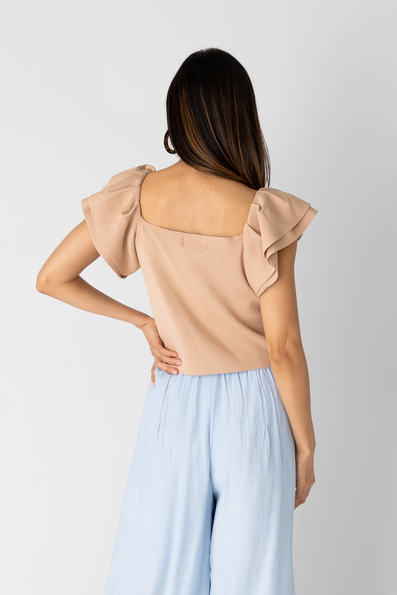 Lola Ruffle Sleeve Knit Top