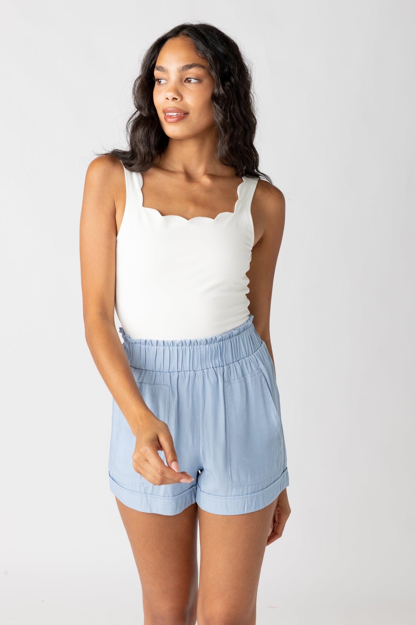 SALE - Vera Scallop Trim Bodysuit