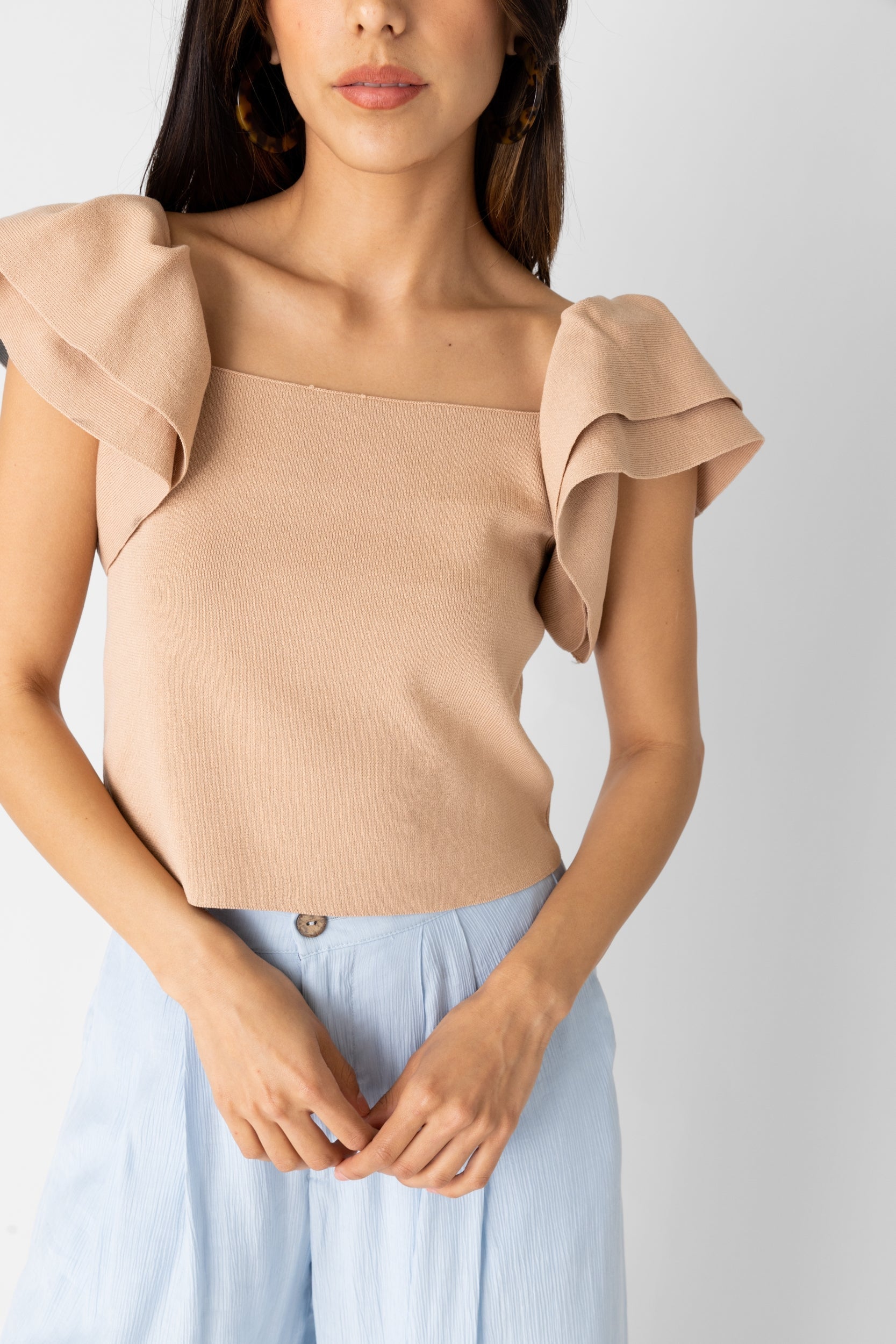 Lola Ruffle Sleeve Knit Top