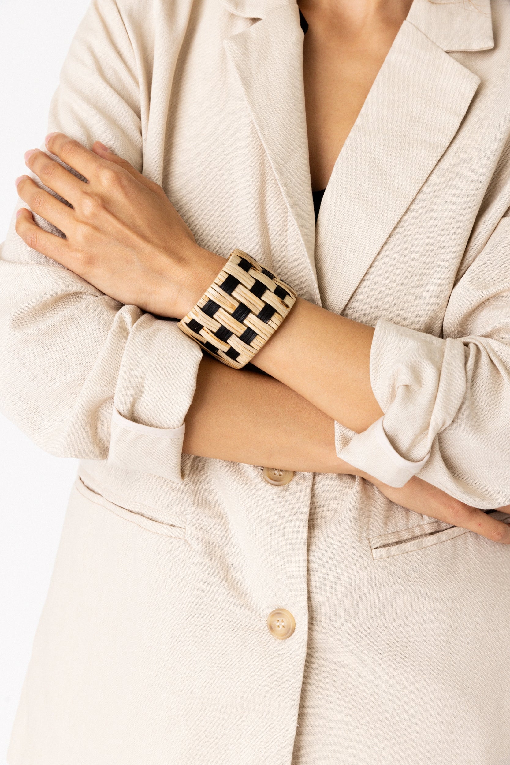 Maya Checkered Rattan Bracelet