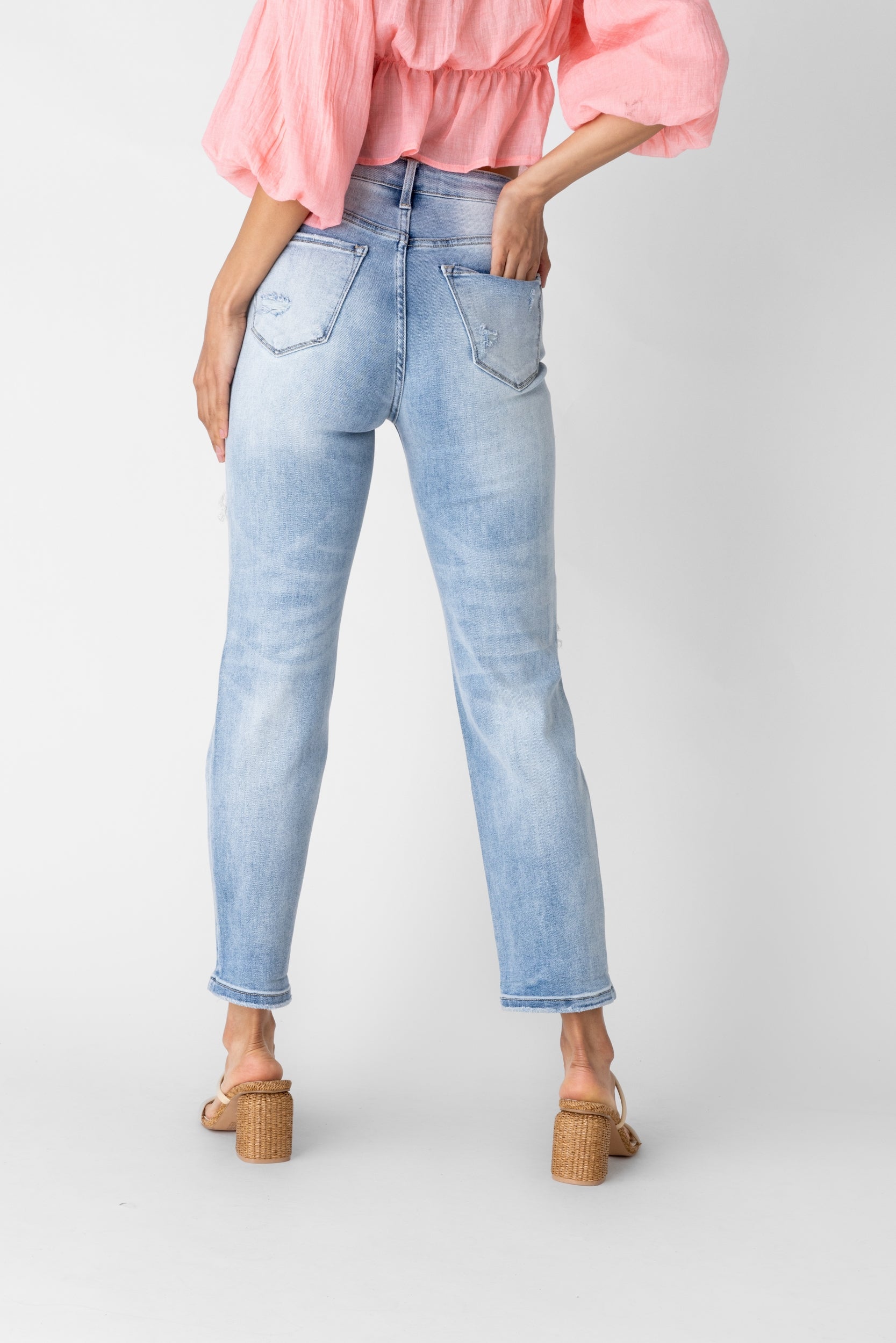SALE - Brooklyn High Rise Distressed Straight Leg Jeans