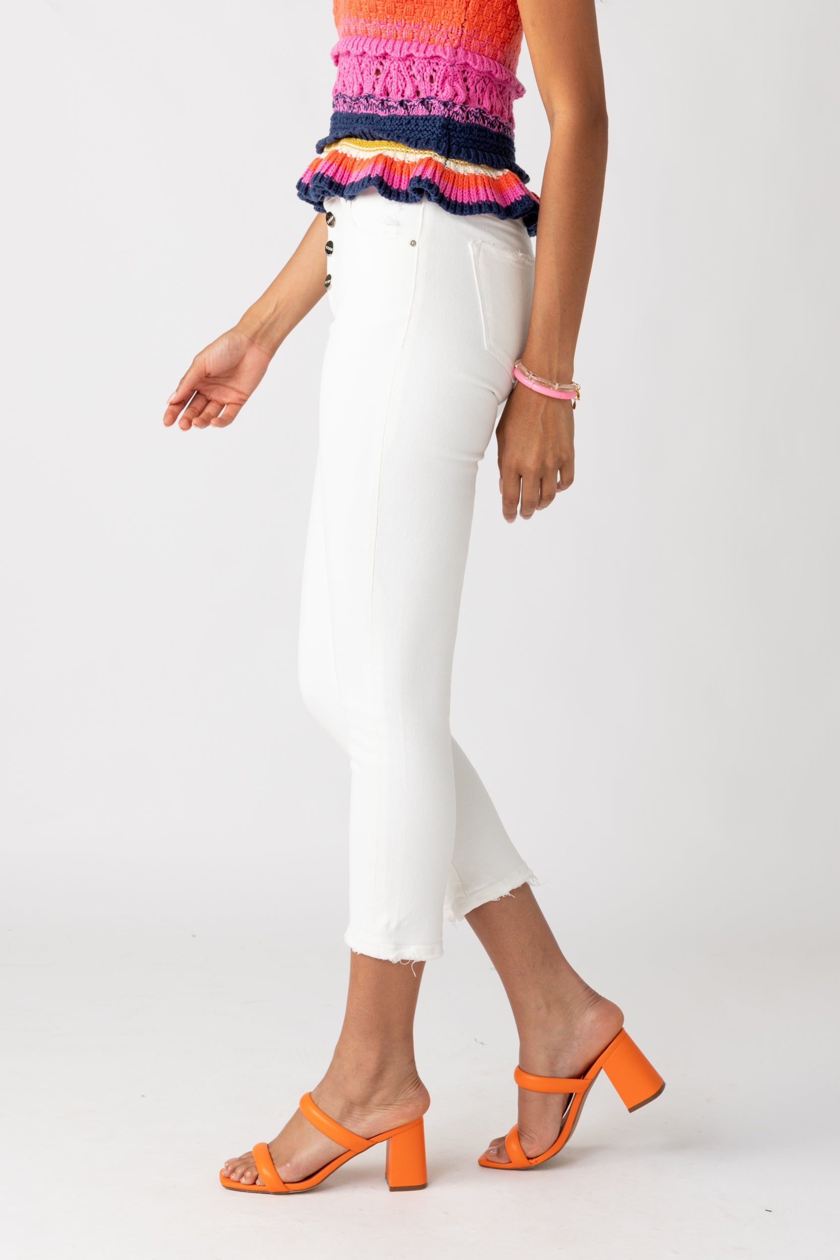 Clover Button Front Straight Leg Jeans