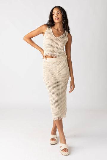 SALE - Luna Crochet Fringe Midi Skirt