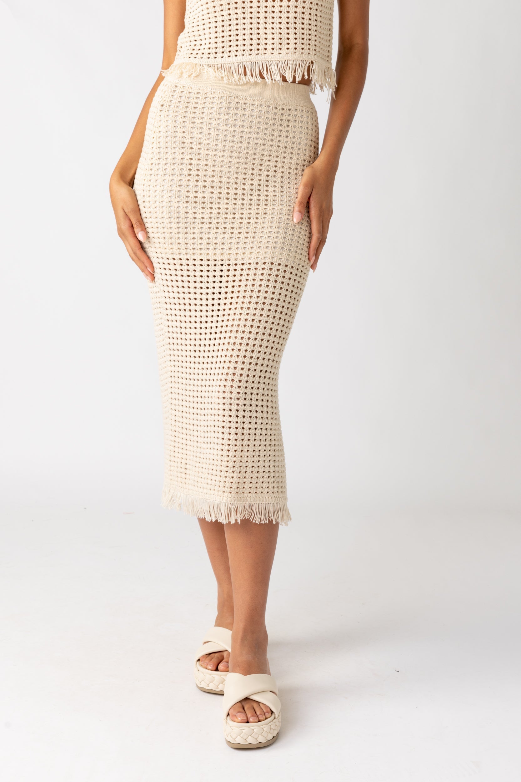 SALE - Luna Crochet Fringe Midi Skirt