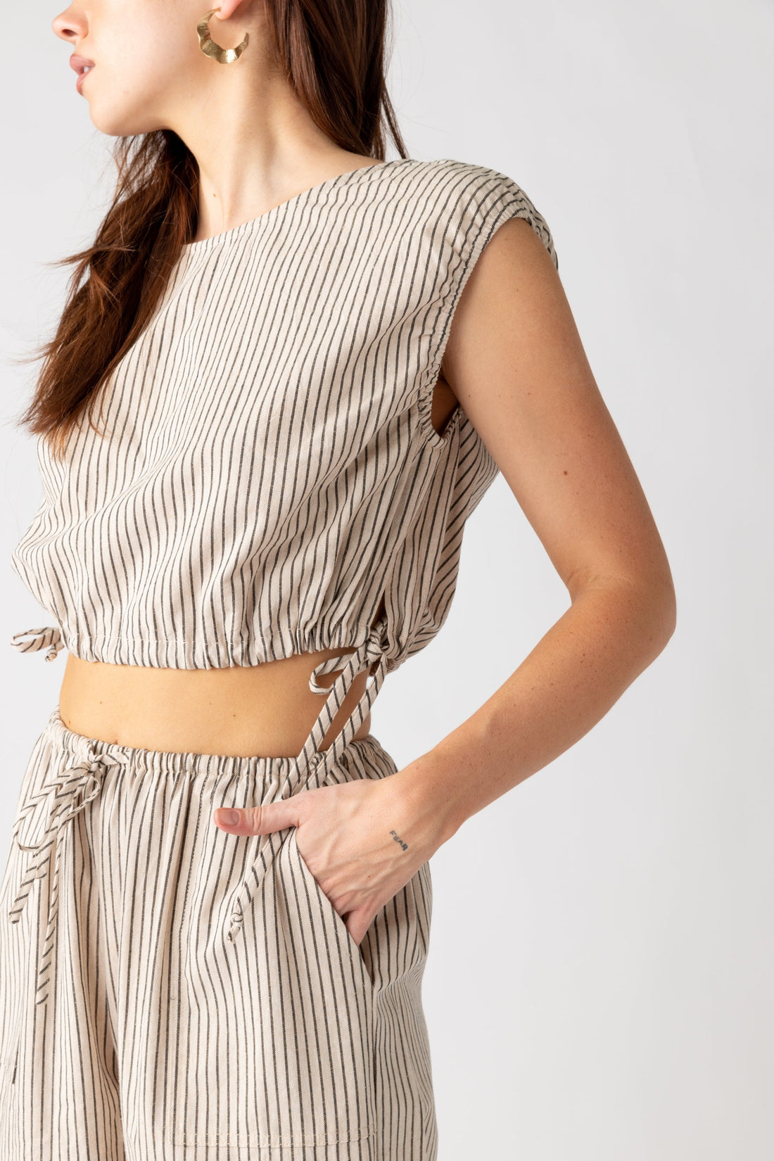 SALE - Penny Striped Drawstring Top
