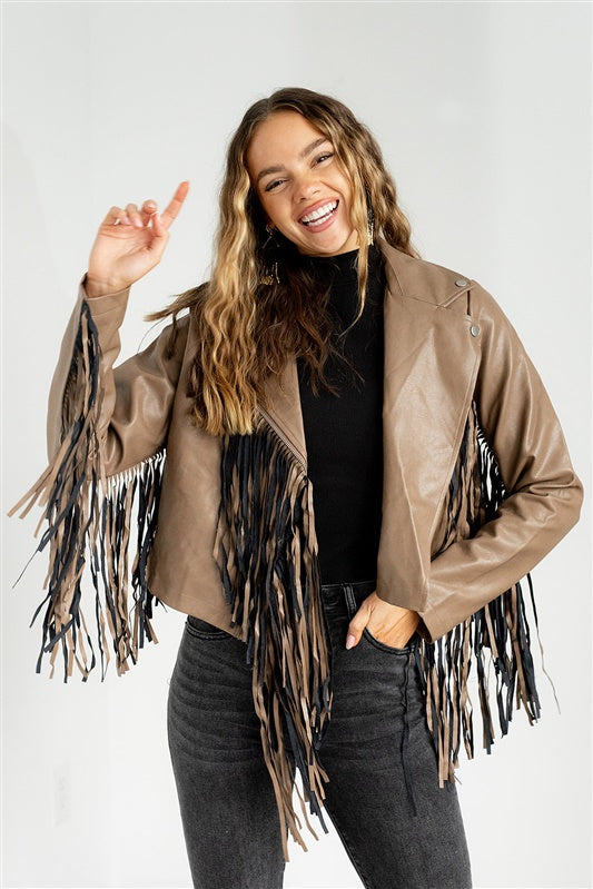 Raffi Fringed Faux Leather Jacket