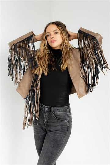 Raffi Fringed Faux Leather Jacket