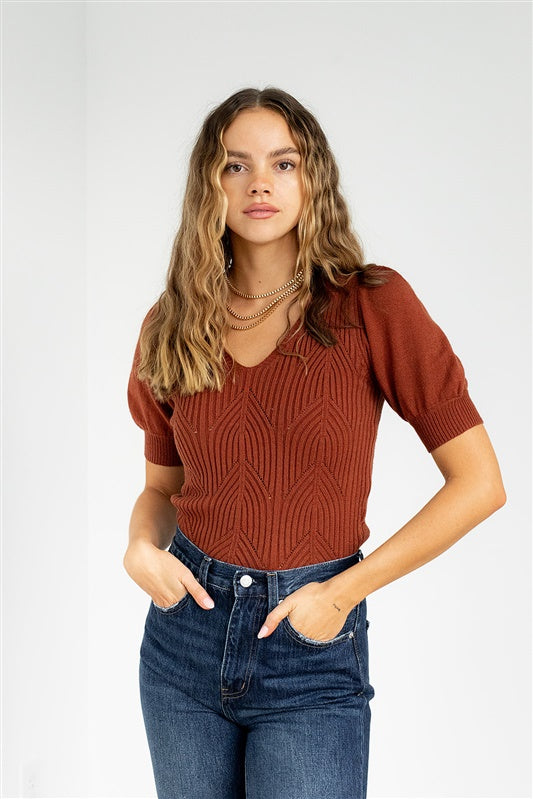 Mays Puff Sleeve Knit Top