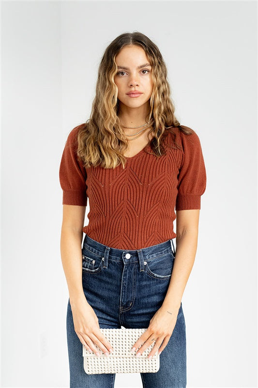 Mays Puff Sleeve Knit Top