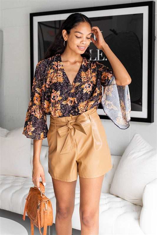 Zeppelin Faux Leather Paperbag Shorts