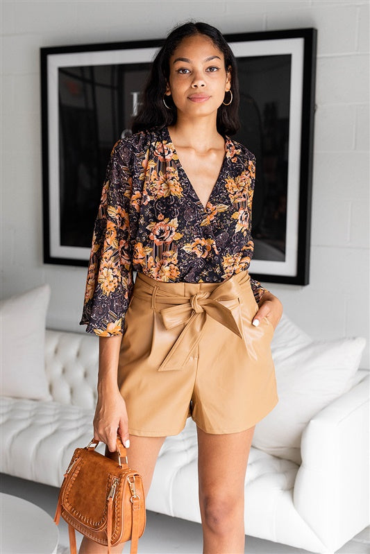 Dorsie Floral Bell Sleeve Bodysuit