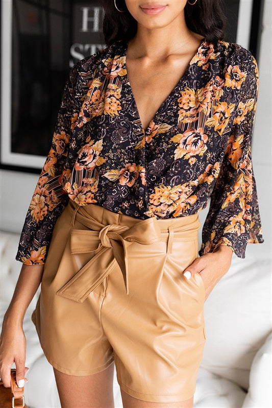 Zeppelin Faux Leather Paperbag Shorts