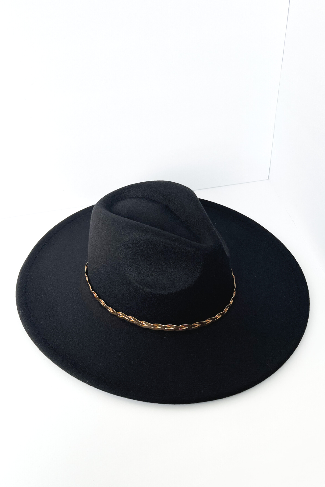 SALE - Abbie Gold Braid Trim Felt Fedora