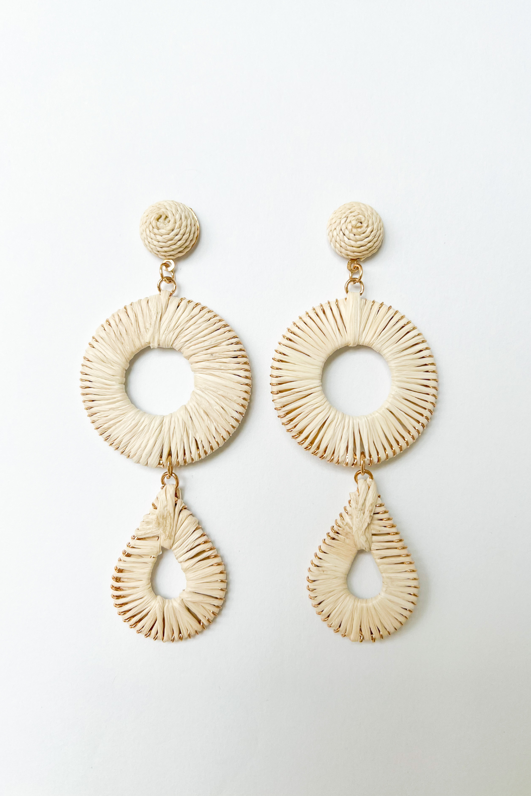 SALE - Sabrina Raffia Circle Teardrop Earrings