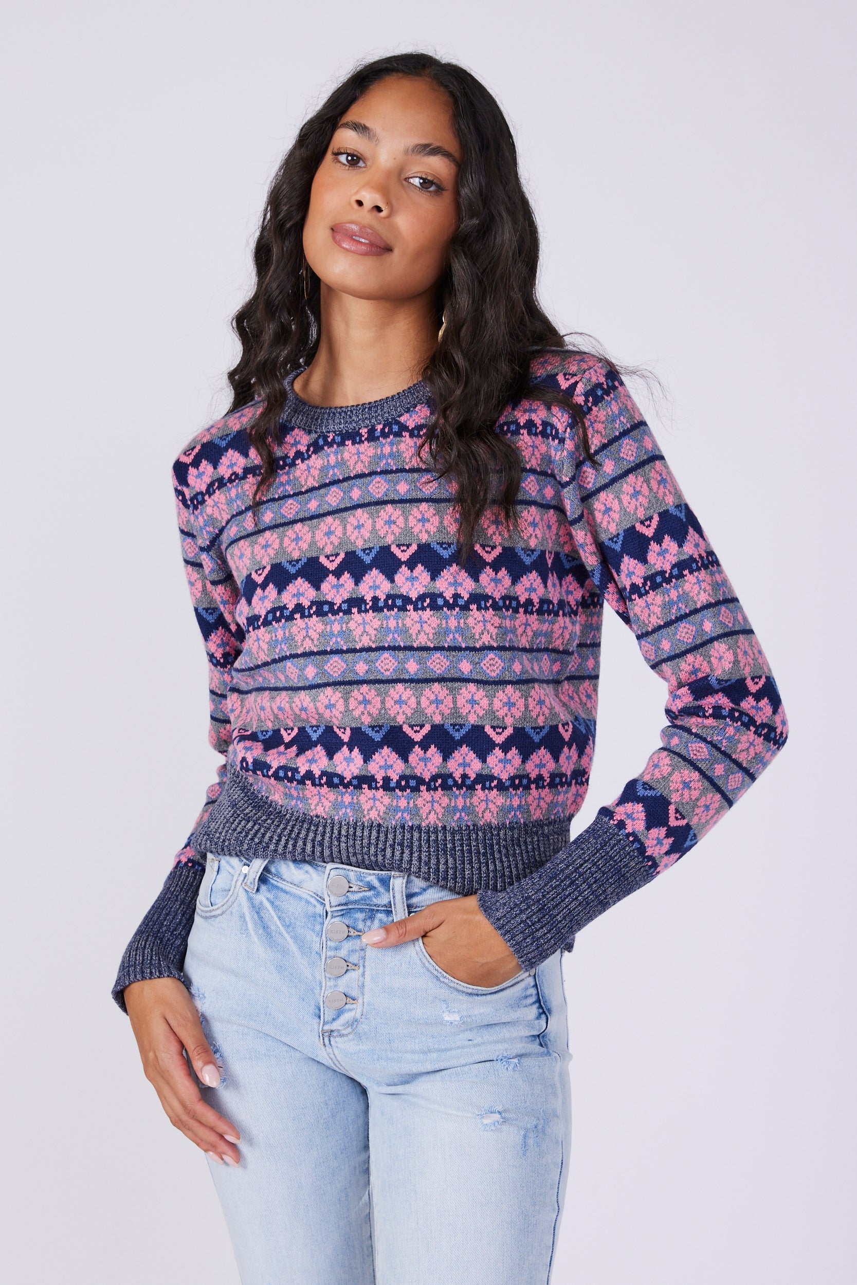 Halston Jacquard Print Sweater