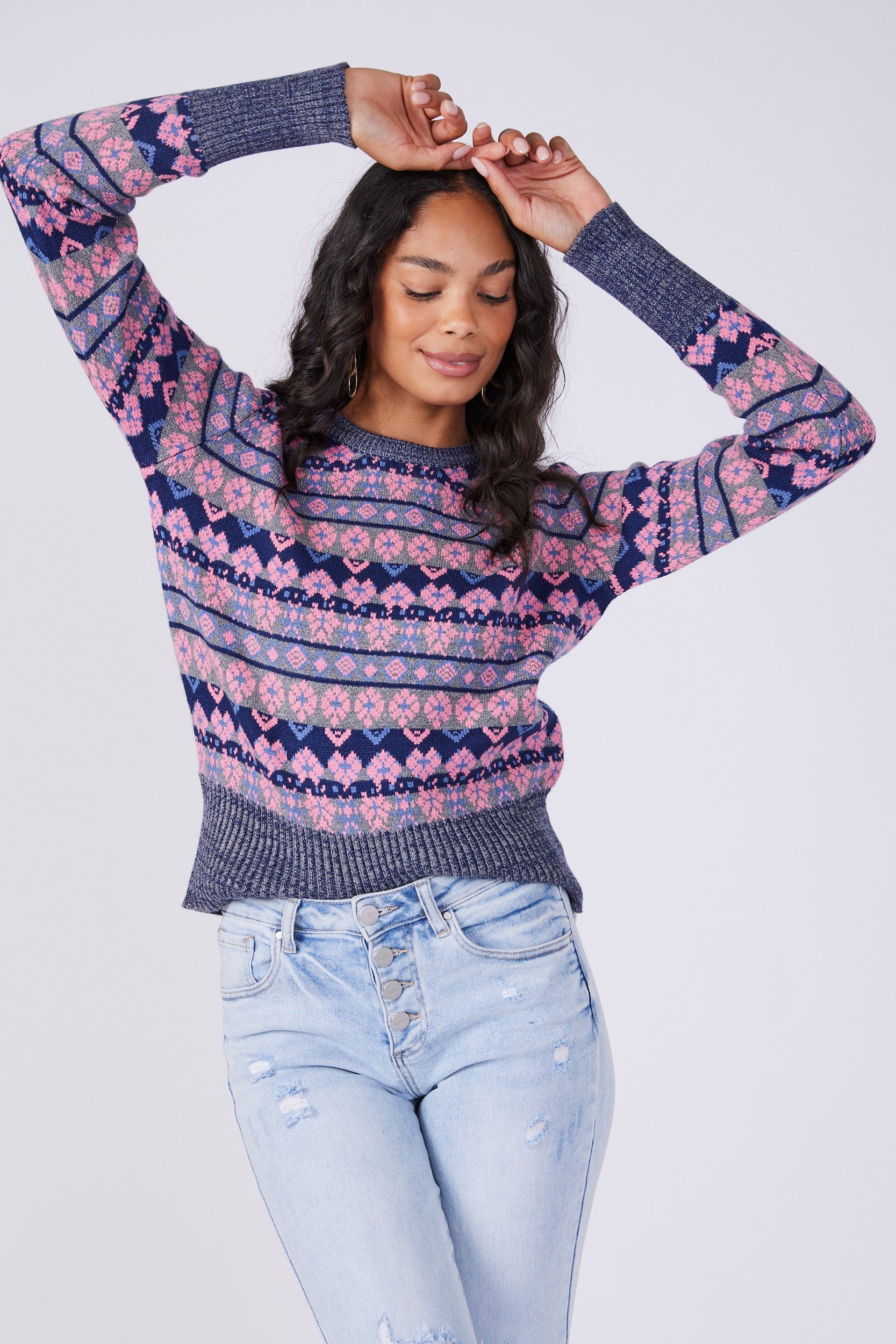 Halston Jacquard Print Sweater