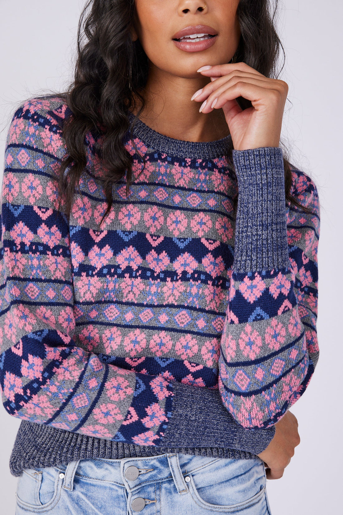 Halston Jacquard Print Sweater