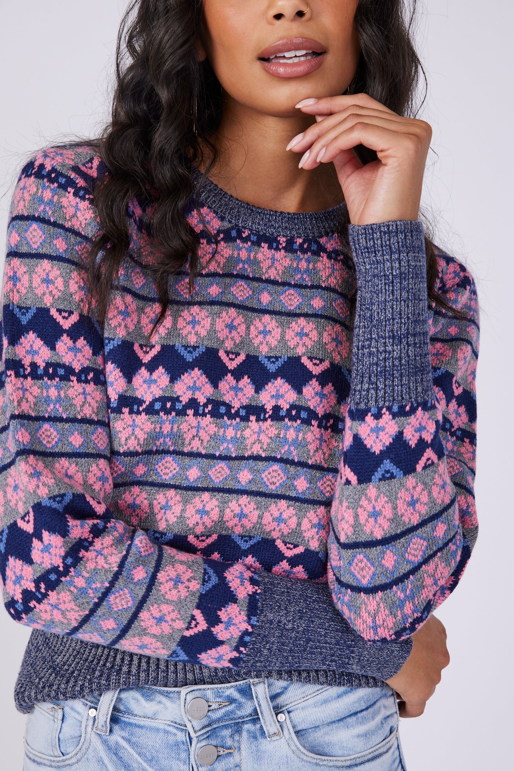 Halston Jacquard Print Sweater