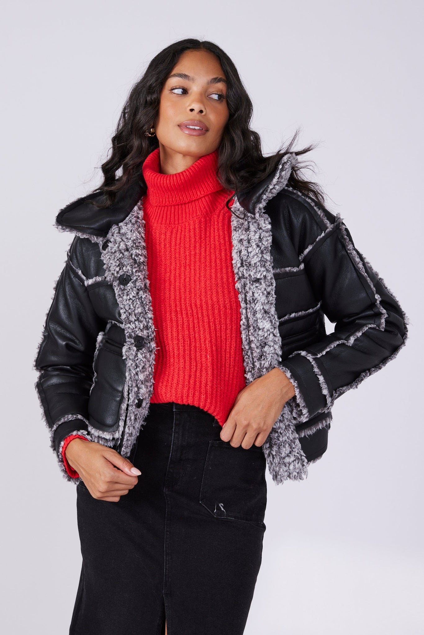 SALE - Julia Reversible Sherpa Lined Jacket