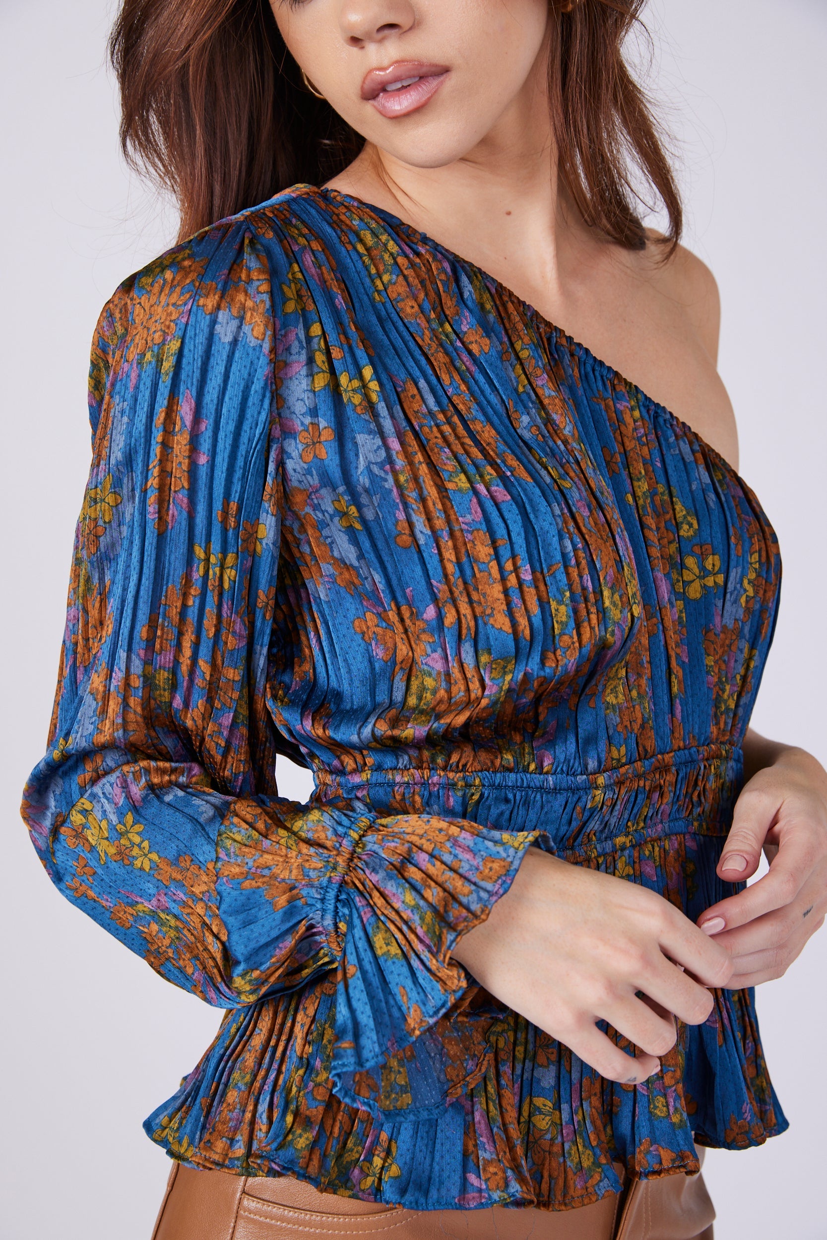 SALE - Lucia Pleated One Shoulder Blouse