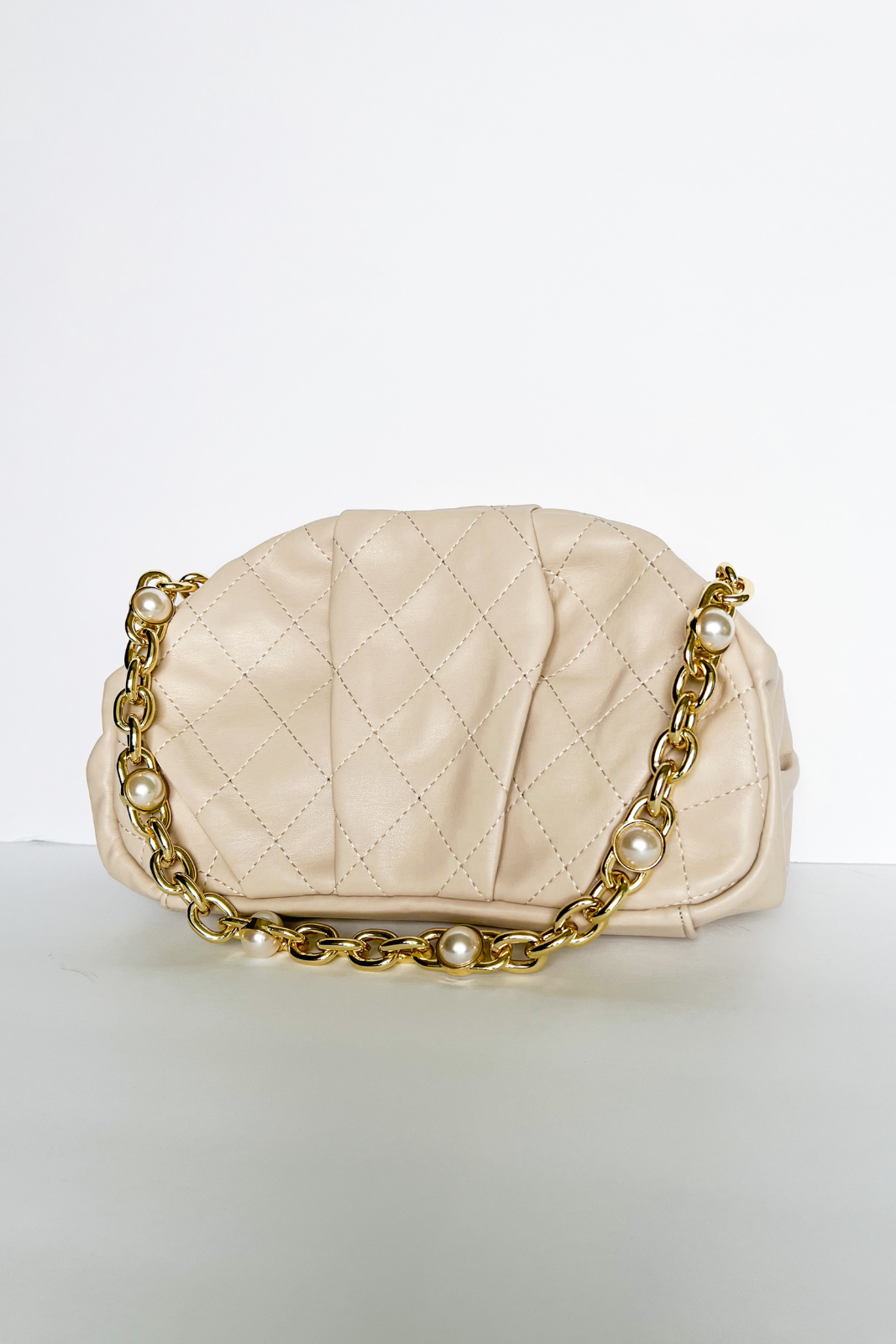 Corrine Quilted Pearl Strap Bag