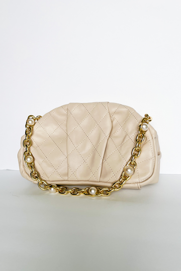 Corrine Quilted Pearl Strap Bag