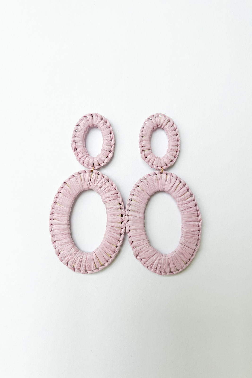 SALE - Luna Raffia Wrapped Oval Earrings