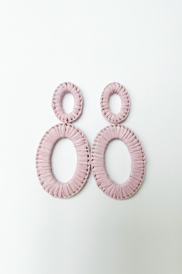 SALE - Luna Raffia Wrapped Oval Earrings