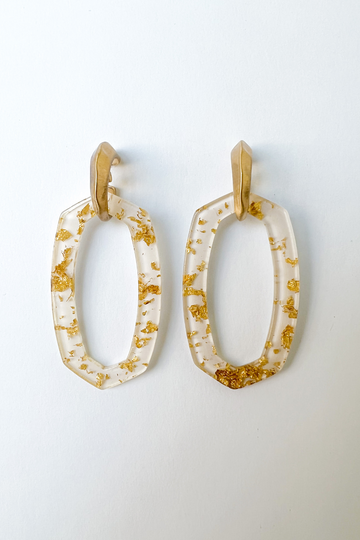 Sierra Dangle Speckle Oval Earrings