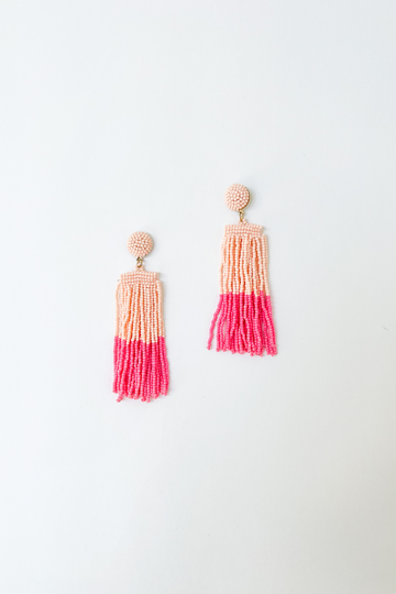SALE - Ryan Beaded Tassel Fringe Earrings