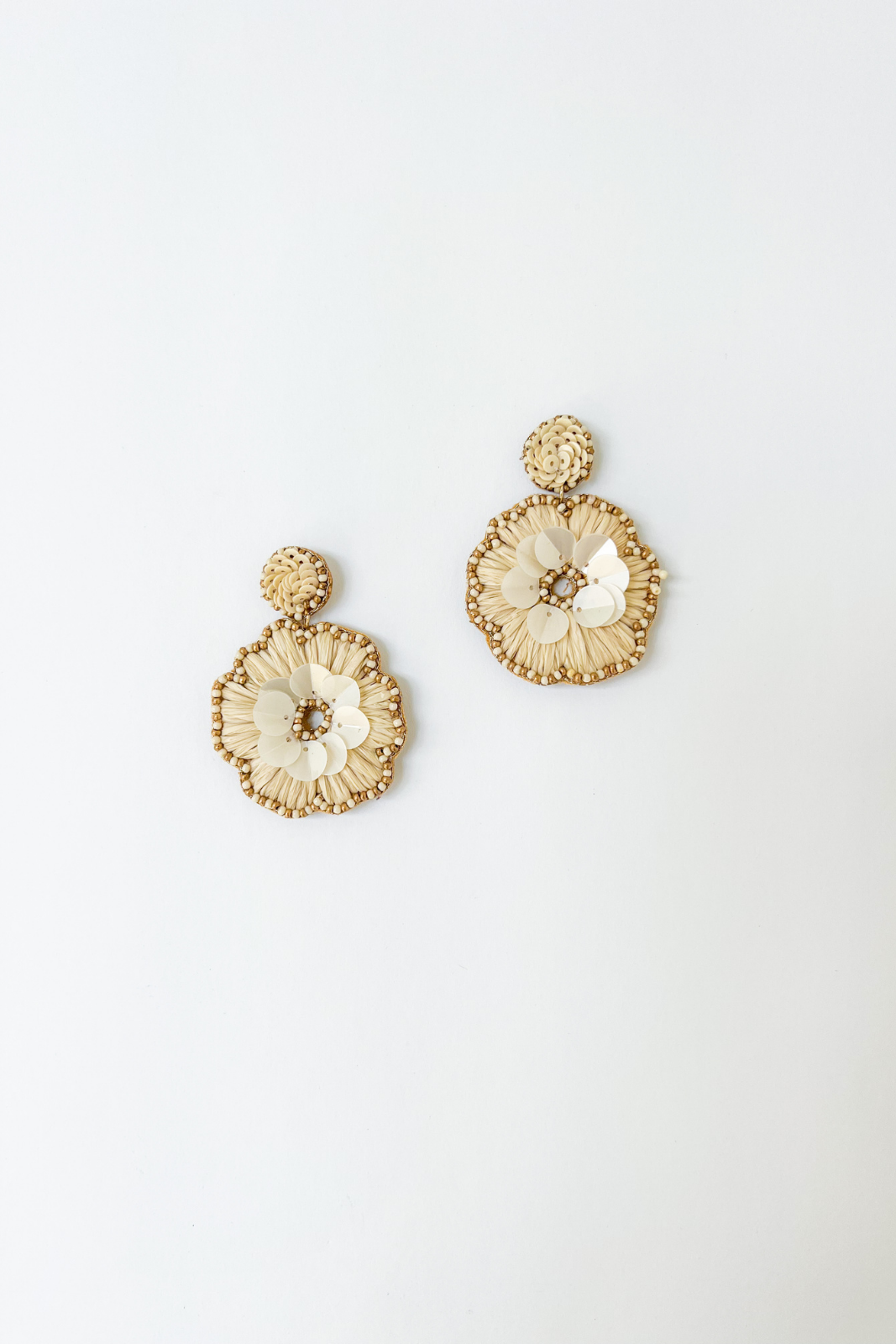 Aurora Sequin & Raffia Flower Earring