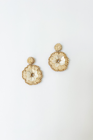 Aurora Sequin & Raffia Flower Earring