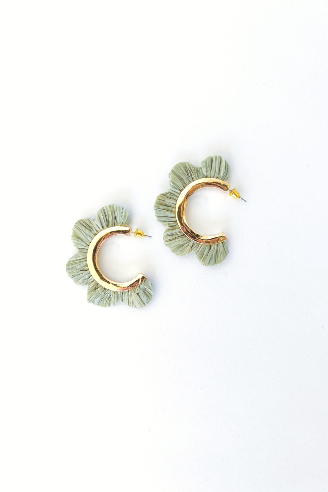 SALE - Elena Raffia Flower Cut Hoops