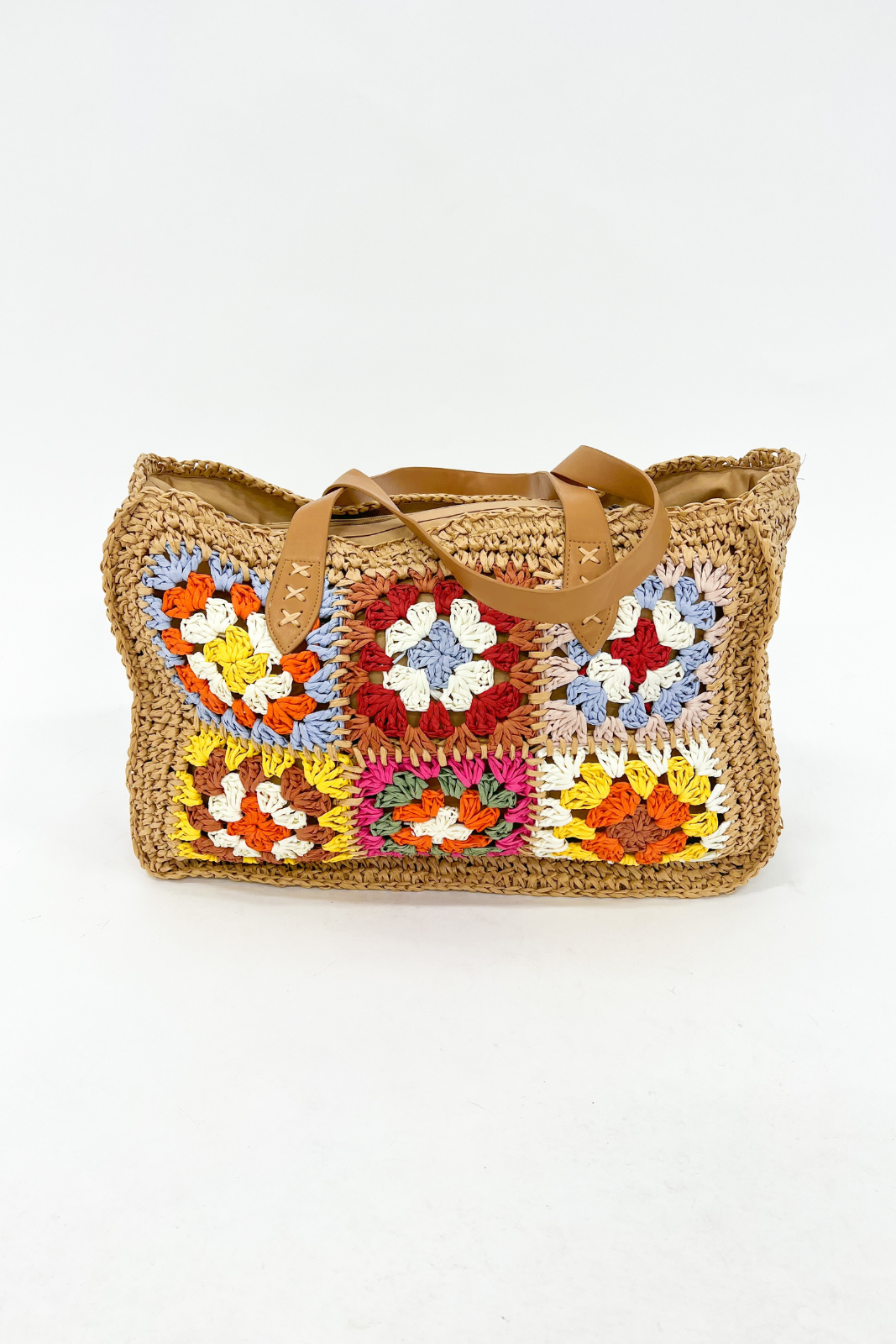 Rae Multicolor Square Raffia Tote