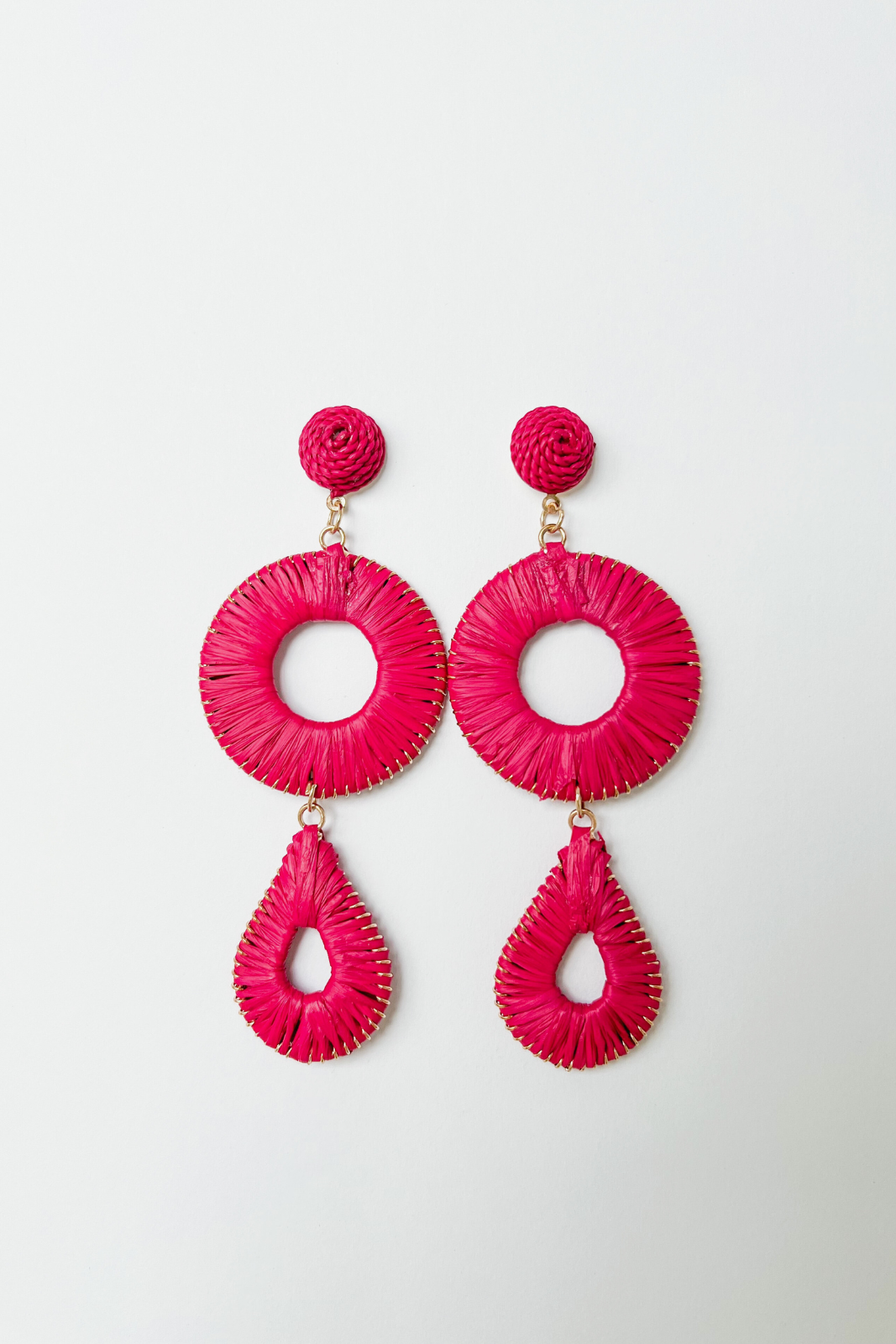 SALE - Sabrina Raffia Circle Teardrop Earrings