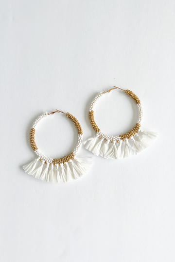 Madelyn Tassel Seed Bead Hoops