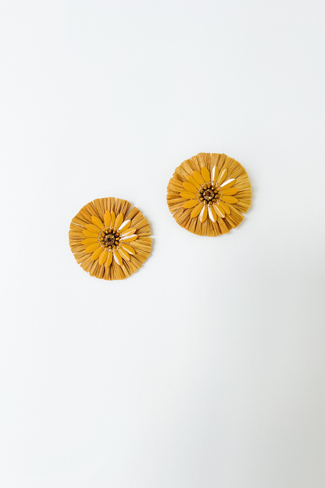 SALE - Genesis Raffia & Sequin Flower Earring
