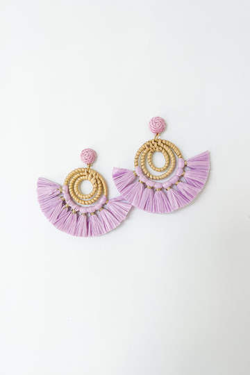 SALE - Amaya Rattan Fan Earring
