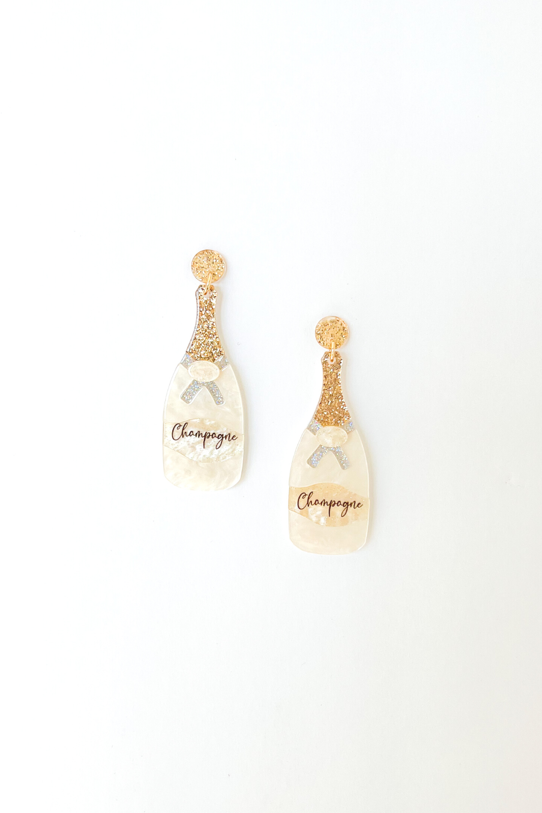 Angie Glitter Champagne Bottle Earrings