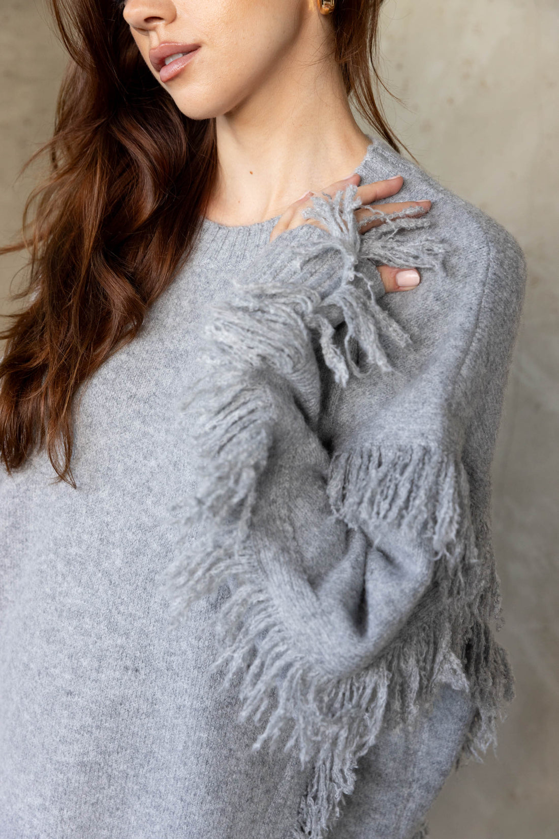 SALE - Bethany Fringe Crew Neck Sweater