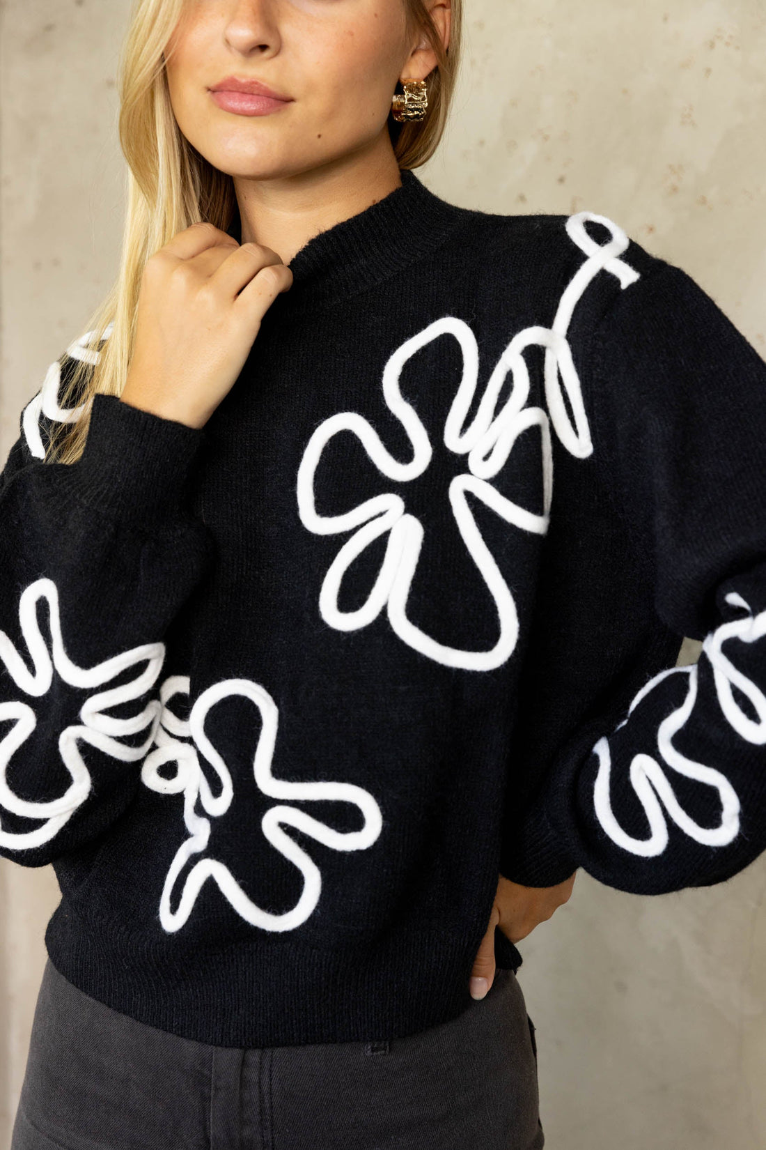 SALE - Kourt Flower Embroidered Sweater