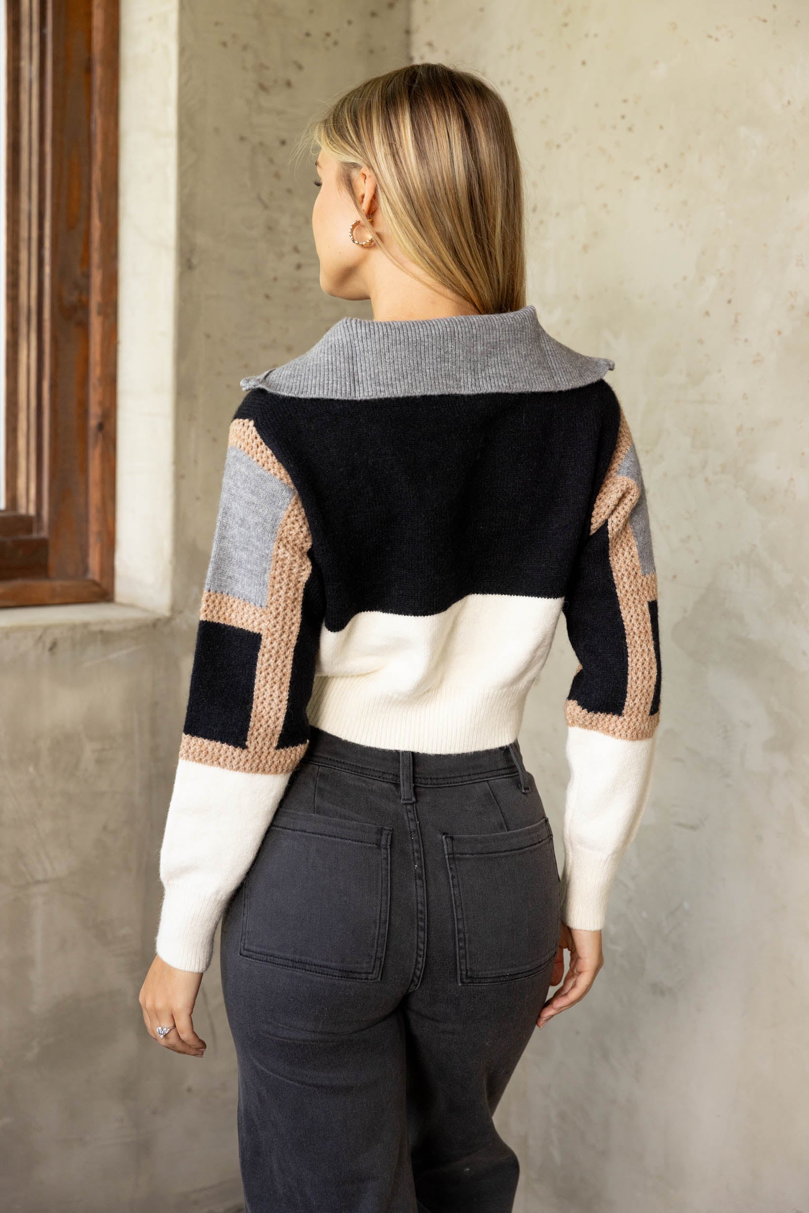 SALE - Ives Colorblock Half Zip Sweater