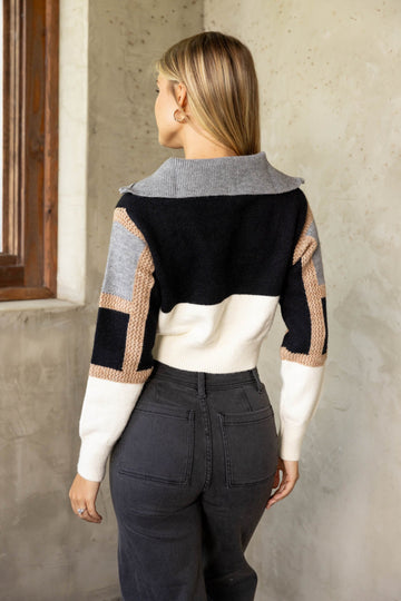 SALE - Ives Colorblock Half Zip Sweater